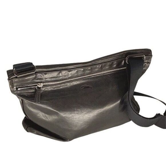 Longchamp Womens Medium Chocolate Leather Shoulder Sling Crossbody Messenger Bag - Picture 1 of 10